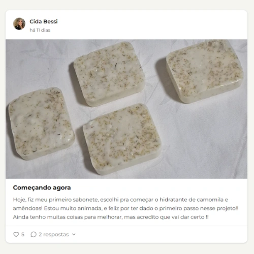 Publicação de aluna na comunidade Saponaria