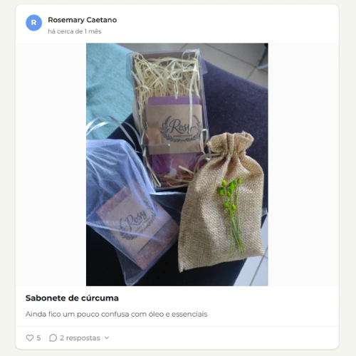 Publicação de aluna na comunidade Saponaria