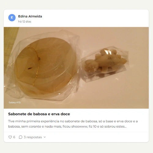 Publicação de aluna na comunidade Saponaria